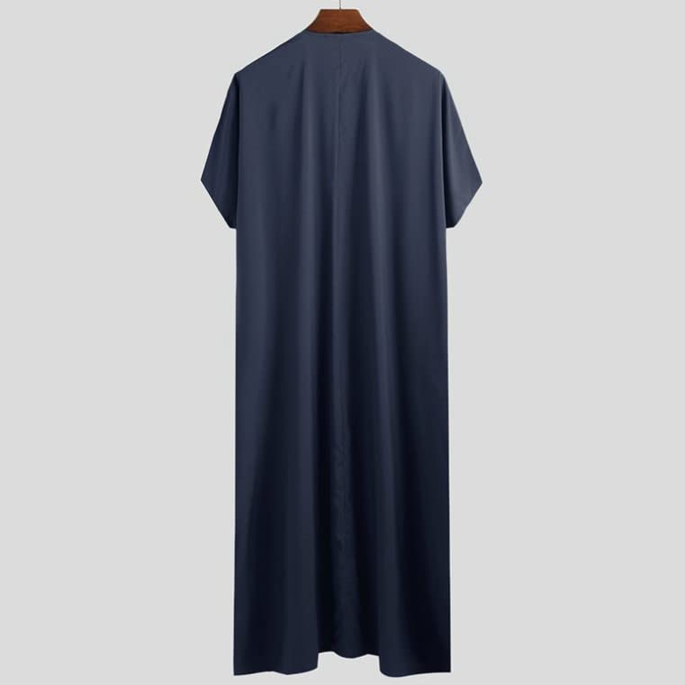 Men's Saudi Arabic Thobe Jubba Dishdasha Short Sleeve Robe Dubai Ramadan Muslim Dress Middle East Islamic Clothing3