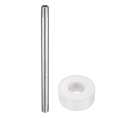 uxcell ステンレス製ニップルパイプ継手 1/8" N PT x 1/8" N PT メススレッド 152mm 長さ ニップル鋳造パイプ ビールマシン バスルーム ガス エア 配管用に接続するためのパイプ継手