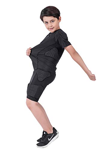 Tuoy Youth Boys Padded Protective Shirts Paddded Compression Shirts For Football Paintball Baseball #TOP2