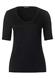 Street One Damen Basic Shirt mit abgerundetem V-Ausschnitt und verlängerten Ärmeln. Maße bei EU-Größe 38 ca.: Länge 64cm, Brust 45cm, Saumweite 46cm
