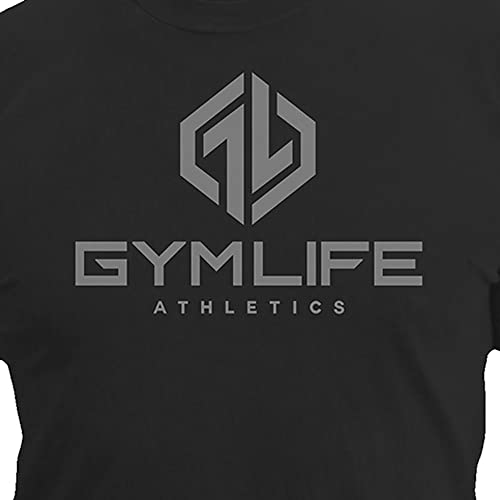 Gym Life Men's Power Up Athletic Performance Short Sleeve Workout T-Shirt, Black2