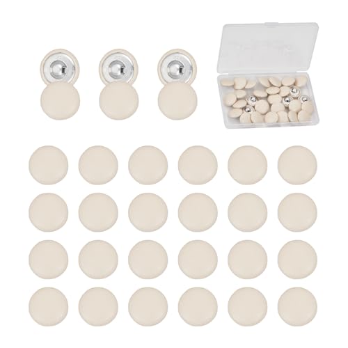 NICENEEDED 30 Pcs PU Leather Covered Buttons, 20mm Beige Round Buttons
