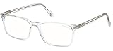 Tom Ford Eyeglasses FT 5735 -B 026 Shiny Crystal, Palladium t Logo/Blue Bloc