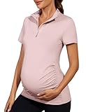 Viracy Maternity Tops for Work, Short Sleeve Pregnancy Polo Shirts 1/4 Zip Up Lightweight Quick Dry Rash Guard...