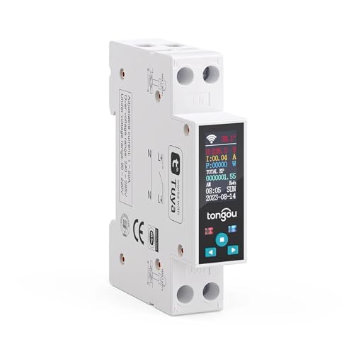 Compteur d'énergie KWh connecté avec disjoncteur 1P 50A et relais de coupure à distance