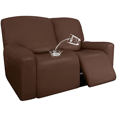 TAIXINT Housse De Fauteuil Relax Extensible, Doux Housse De Chaise Inclinable avec Poche Latérale Antidérapant Couvre pour Canapé pour Enfants Animaux (2 Places,Café) Cover