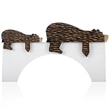 Threehoney 2 Pcs Bear Wooden Door Topper Decor Adorable Bear Shape Art Door Topper Sleeping Woodland Nursery Decor Statue Forest Animal Corner for Birthday Party Shelf Home Office Bedroom