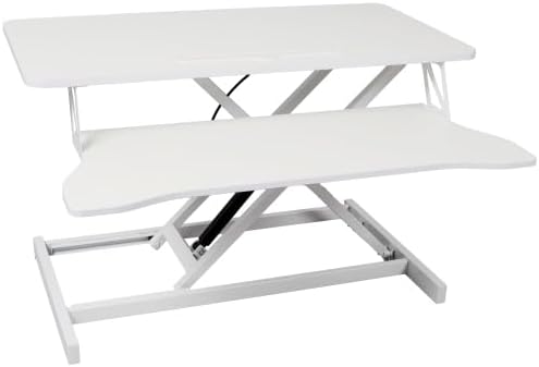 Adjustable Height Standing Laptop Desk,Adjustable Sit to Stand Up Workstation with Keyboard Tray (White)