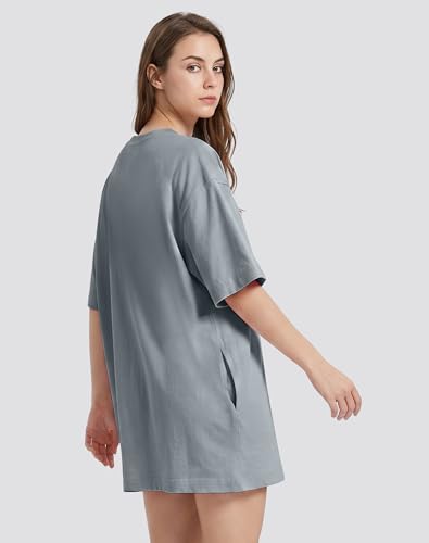 Image of VIUTIL Womens Oversized T Shirt Dress Short Sleeve Crewneck Cotton Mini Dress with Pockets 2026 Casual Summer Clothes