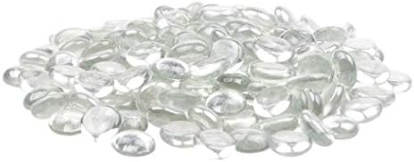 Muhome Clear Flat Glass Marbles, Glass Pebbles, Glass Gems for Vase Filler, Party Table Scatter, Glass Landscaping Stones, Aquarium Decorative Rocks, Glass Beads for Vases,1 lbs (Approx 100 pcs)