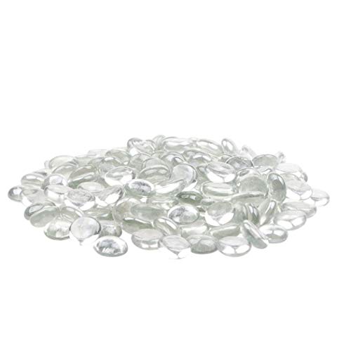 Muhome Clear Flat Glass Marbles, Glass Pebbles, Glass Gems For Vase Filler, Party Table Scatter, Glass Landscaping Stones, Aquarium Decorative Rocks, Glass Beads For Vases,1 Lbs (Approx 100 Pcs) #TOP3
