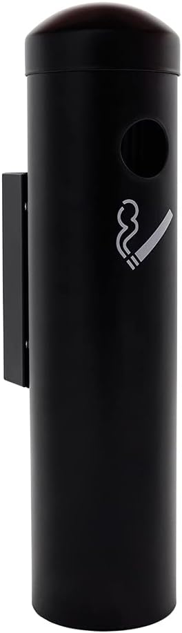 Chef Master Wall-Mounted Cigarette and Smoking Receptacle, Outdoor Use, Matte Black, Commercial Grade Steel, Mounting Bracket Included, Restaurants, Hotels, Stores, and Home