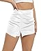 Purple Pocket Faux Leather Skirts for Women High Waisted Bodycon Ruched Mini Skort Skirt with Shorts White XS