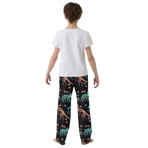 ZZKKO Dinosaur Skeleton Boys Pants for Kids Jogger Pants with Pockets S-XL3