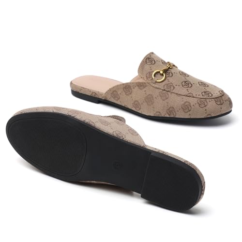 Image of Minorsu Buckle Mules for Women Flats Loafers Shoes for Work Office Business | Slip on,Round Toe,Backless,Slides, Casual