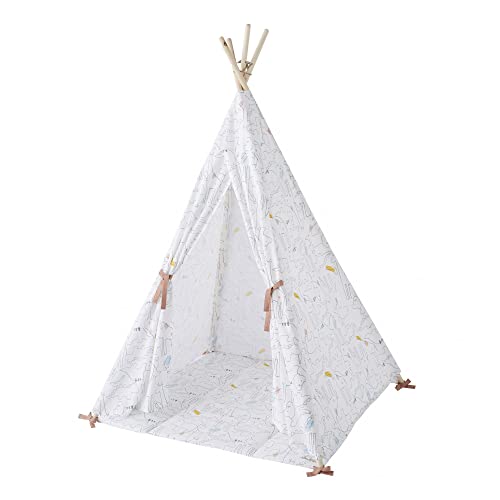Tipi avec tapis de jeu beige tente enfant et cabane d'éveil en coton