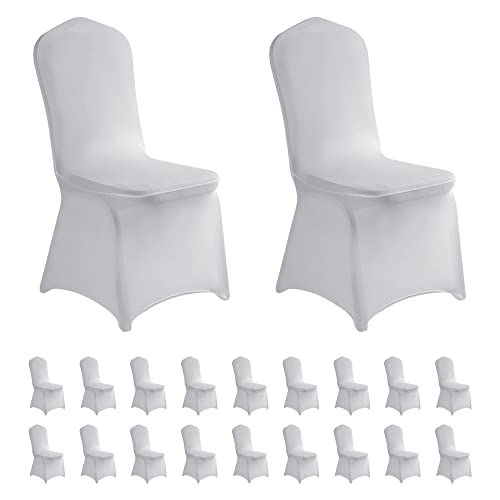 Lzy 20Pcs Spandex Chair Cover Stretch Slipcovers For Wedding Party, Dining Banquet Chair Decoration Covers (Silver, 20) #TOP6