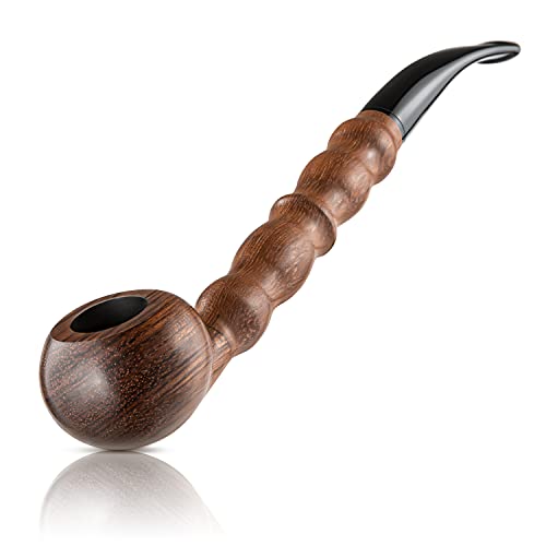 Joyoldelf Tobacco Pipes, Churchwarden Rosewood Smoking Pipe with Gourd Shape Design, with Pipe Scraper, Pipe Cleaners& Pipe Bits Bonus Gift Box