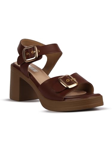 Image of ELLE Women's Block Heel Backstrap Sandal with Buckles details