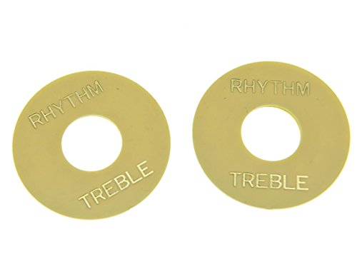 Dopro 2pcs Cream with Gold Letter LP Guitar Toggle Switch Washer Plate Rhythm Treble Ring for Les Paul