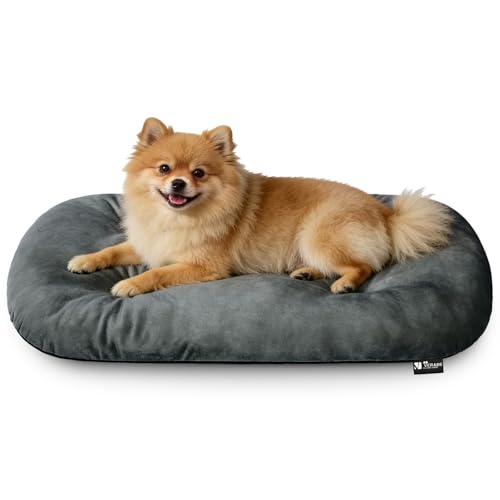 Image of Washable Oval Dog Bed for Small Dog Bed, High-Resilience,Dark Gray