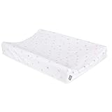Lavable a máquina a 40 °C. Funda para cambiador de pañales de bebé de 100% algodón, 70 x 50 cm, con bordes elevados rosa Estrellas rosadas