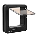 Intelligente Haustiertür Katzenklappe mit RFID Chiperkennung und Fernbedienung, Katzentür Hundeklappe für Katzen Kleine Hunde bis 11 kg, 26,3x2x29,79 cm (Schwarz)