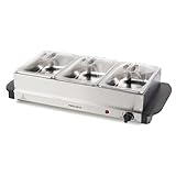 Progress EK3664P Electric Buffet Server - 3 Pan Hot Plate, 3 x 1.5L Removable Sections And Lids, Food Warmer Tray, 200W Portable Chafing Dish, Adjustable Temperature, Bain Marie, Catering Serving Tray