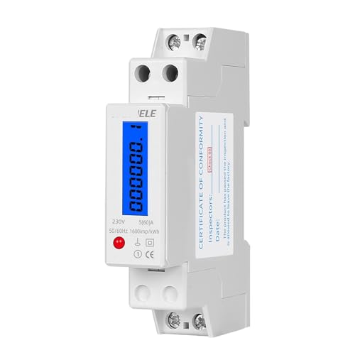 Compteur de consommation d'énergie monophasé AC 230V avec écran LCD sur rail