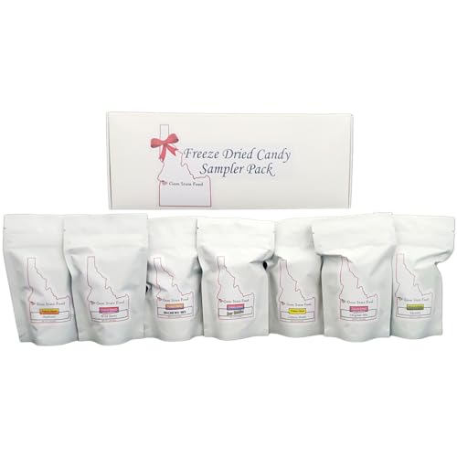 Freeze Dried Candy Variety Pack - 7 bag Freeze Dried Candy Sampler - Gem State Food - Gift Box - Freeze Dried Skiddles, Lemonheadz, Hi-Chews, Sunburst, & Mumbas