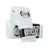 CLETO REYES Training Gloves with Leather Strap & Attached Thumb and Hook & Loop Closure, 16oz, White