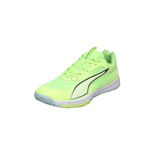 PUMA Accelerate Pro 4, Zapato de Tribunal Interior Unisex Adulto, Fizzy Light Green Terrain Light Moss White, 44 EU