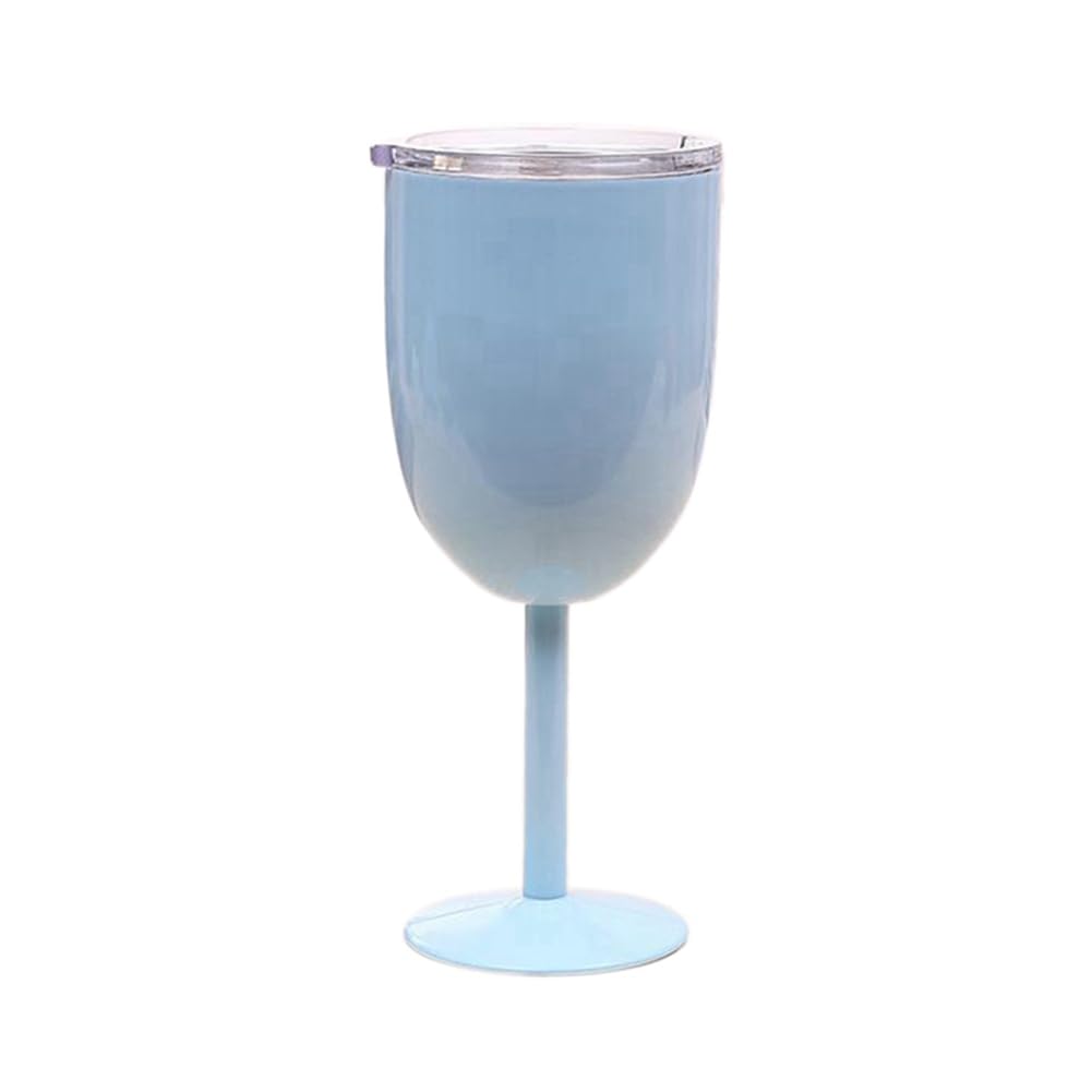 CTRLZS Wine Glass Stainless Steel Double Layer Goblet Color Large Capacity Tumbler Wine Cup Light Blue