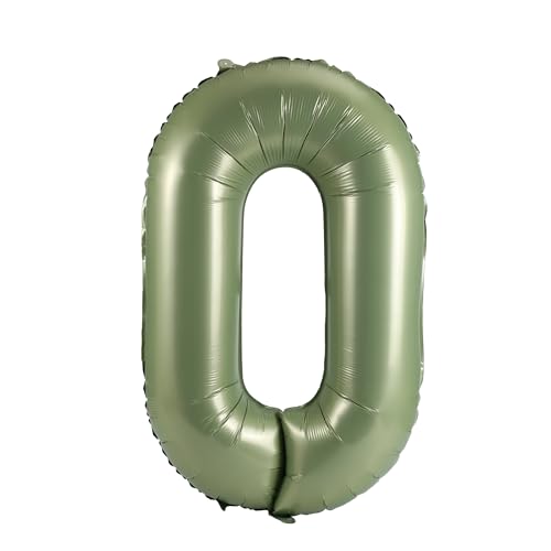 Image of YPSelected 32 Inch Large Foil Helium Number Balloon Birthday Wedding Party 0-9 (Olive Green, 0)