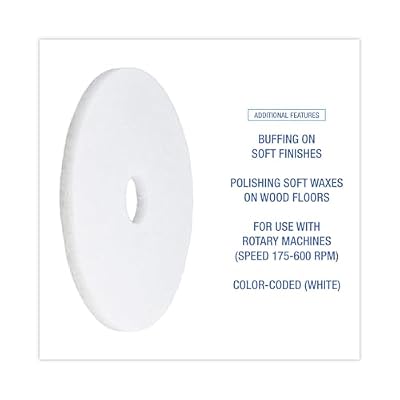 Boardwalk Polishing Floor Pads, 17 Diameter, White, 5/Carton