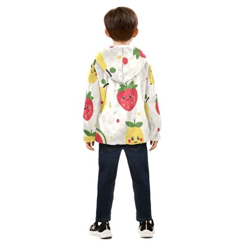 Cute Fruit Girls Fleece Jacket Girls Fall Jacket Girls Zip Up Hoodie Girls Sherpa Jacket 2-10T4