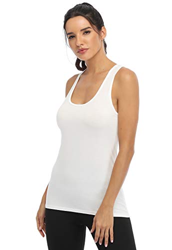 Athomely Workout Tank Tops for Women Athletic Yoga Tops Racerback Running Tanks Gym Exercise Shirts Sleeveless Activewear 4 Pack Black/Grey/White/Purple M