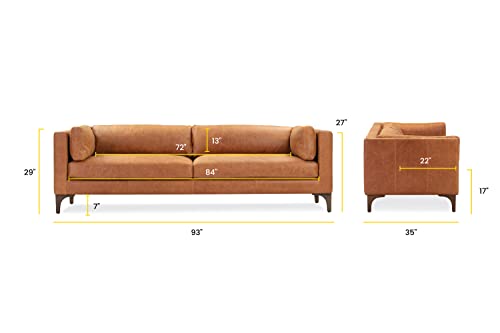 Poly & Bark Argan 93" Sofa In Full-Grain Pure-Aniline Italian Tanned Leather In Cognac Tan #TOP1
