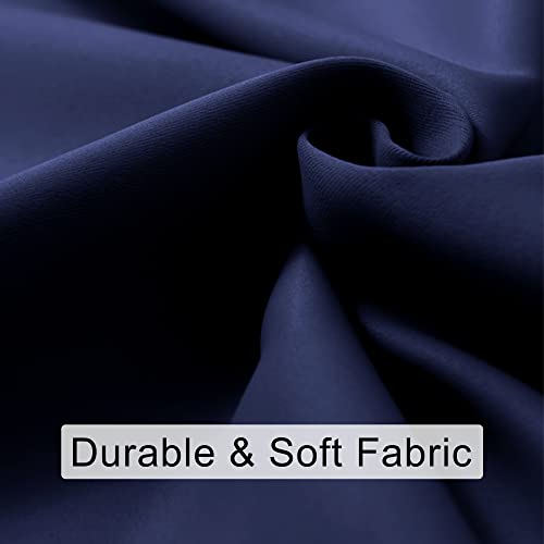 Jiuzhen Blackout Curtains For Bedroom - Thermal Insulated Room Darkening Noise Reducing, 42 X 63 Inch Length Curtains For Living Room, Set Of 2 Panels With Tiebacks, Navy Blue #TOP1