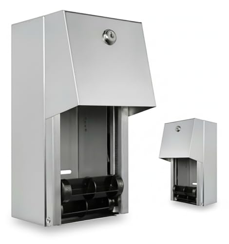 Stylever Commercial Toilet Paper Dispenser - 304 Stainless Steel Double Roll Holder - Heavy Duty Lockable Wall Mount Tissue Dispenser for Restroom - Metal Bathroom Fixtures