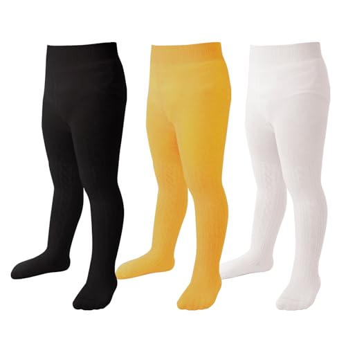 Image of Marchare Baby Girls Tights Thick Solid Cable Knit Leggings Winter Warm Stockings For Toddler Girls 1 /2 /3 /4 /5 Pack
