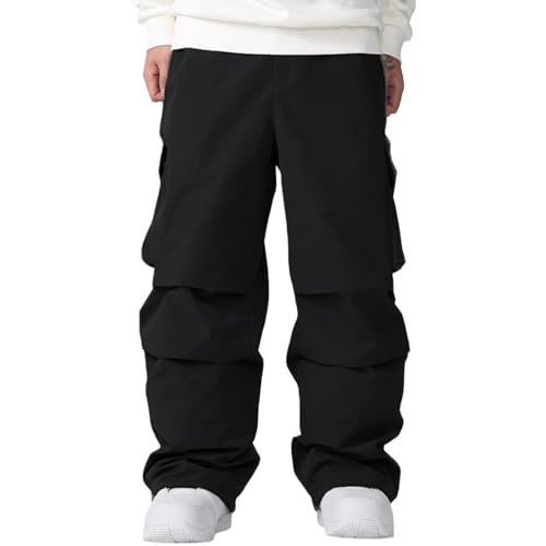 GS SNOWING Women Men Snow Pants Baggy Snowboard Panst Insulated Waterproof Windproof Loose Ski Sport for Couples Black M