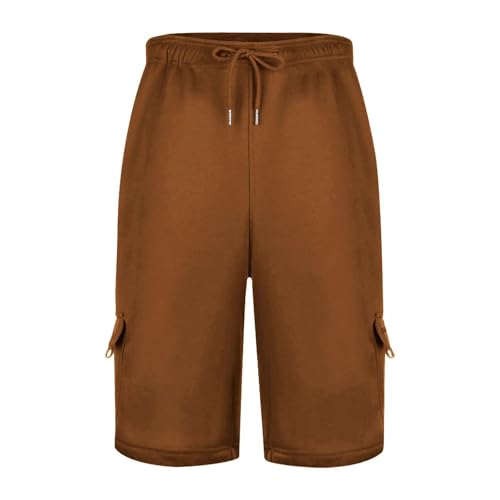 Men's Cargo Shorts Casual Summer Hiking Pants Elastic Waist Knee Length Multi-Pockets Shorts Men, S-2XL2