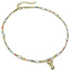 Amgkonp Gargantilla moderna con inicial de perlas para adolescentes y mujeres, collares personalizados con letra inicial, gargantilla bohemia, regalos de Navidad e ideas de regalo de cumpleaños para