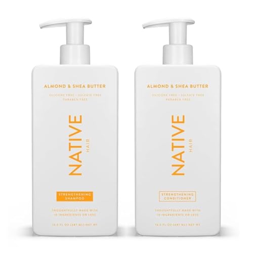 Native Shampoo and Conditioner Contain Naturally Derived Ingredients| All Hair Type Color & Treated, Fine to Dry Damaged, Sulfate & Dye Free – Almond & Shea Butter, 16.5 fl oz each (2 pack)