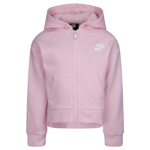 Nike Girl's Club Fleece Hi Low Full Zip Hoodie (Little Kids) Pink 6 Little Kid