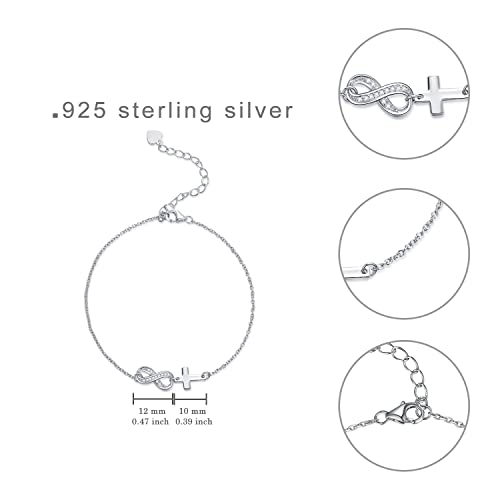 Svodea Cross Infinity Bracelet For Women,925 Sterling Silver Infinity Bracelets Religious Christian Believe Faith Jewelry For Girls Mom Daughter #TOP5