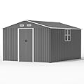 Kullavik 12FT x 10FT Outdoor Storage Shed,Waterproof Metal Tool Shed with Lockable Sliding Door and Air Vents,Metal Storage Shed for Garden,Patio,Lawn
