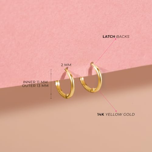 14k Yellow Gold Classic 11mm Polished Endless Hoop Earrings For Little Girls & Preteens - Endless Classic Gold Hoop Earrings for Young Girls Everyday Wear - Delicate Hoop Earrings for Girls4