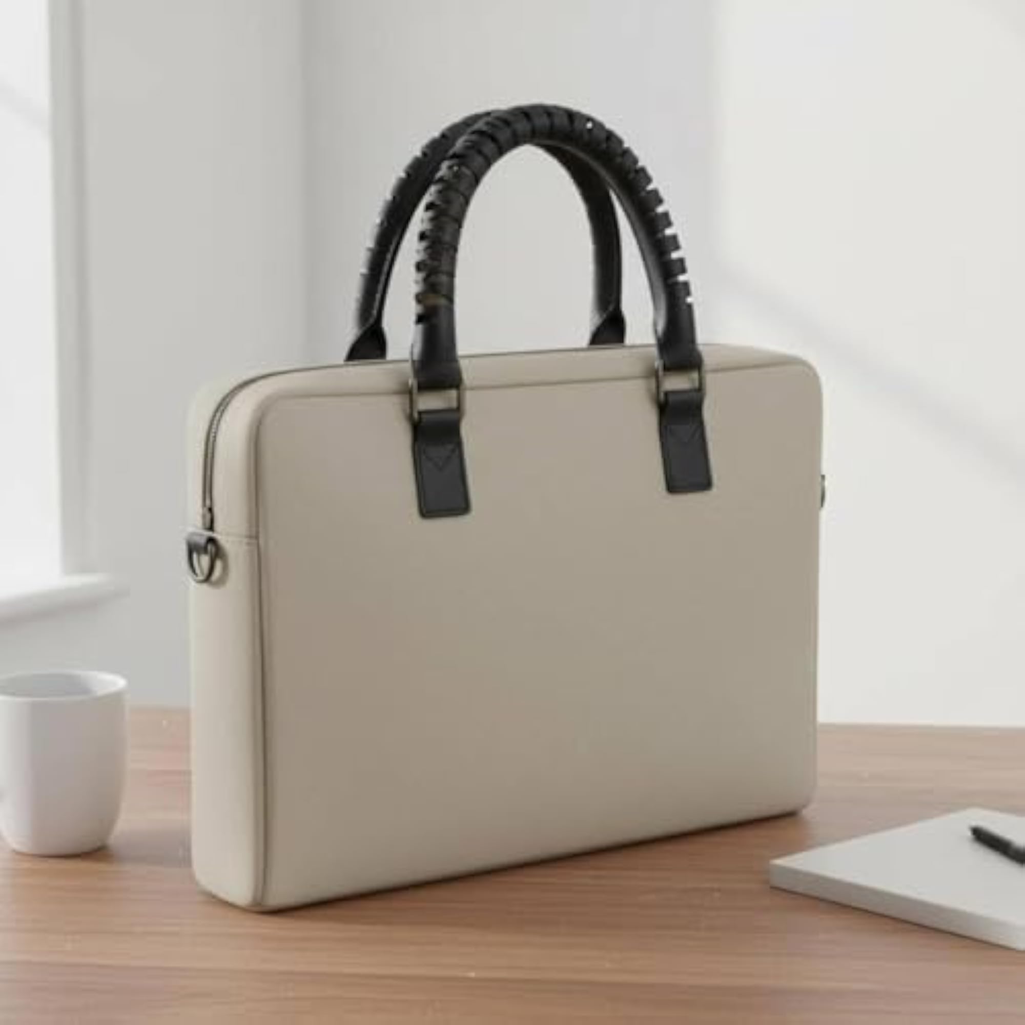 Women's Comfortable Leather Handbag Handle Wrap Guards, Beige
